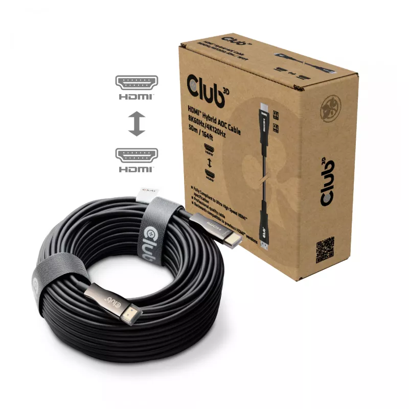 Club 3D HDMI Hybrid AOC kabelis 8K60Hz / 4K120Hz 50 m, HDMI tipo A kištukas–kištukas