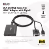 CLUB3D VGA ir USB Type-A į HDMI adapteris su kabeliu M/F 0,6 m / 1,97 pėd. 28 AWG