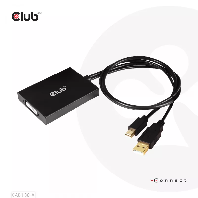 CLUB3D Mini DisplayPort į Dual Link DVI, HDCP OFF versija, skirta Apple Cinema Display – aktyvus adapteris