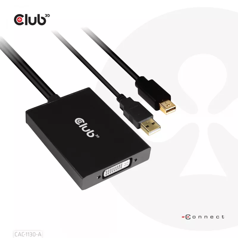 CLUB3D Mini DisplayPort į Dual Link DVI, HDCP OFF versija, skirta Apple Cinema Display – aktyvus adapteris