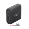 CLUB3D kelioninis įkroviklis 100 W GaN technologija, keturi prievadai USB Type-A (2 vnt.) ir -C (2 vnt.), Power Delivery (PD) 3.0 palaikymas
