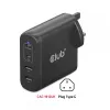 CLUB3D kelioninis įkroviklis 100 W GaN technologija, keturi prievadai USB Type-A (2 vnt.) ir -C (2 vnt.), Power Delivery (PD) 3.0 palaikymas