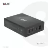 CLUB3D kelioninis įkroviklis 132W su GaN technologija, keturi prievadai USB Type-A ir -C, palaiko Power Delivery (PD) 3.0