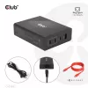 CLUB3D kelioninis įkroviklis 132W su GaN technologija, keturi prievadai USB Type-A ir -C, palaiko Power Delivery (PD) 3.0