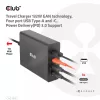 CLUB3D kelioninis įkroviklis 132W su GaN technologija, keturi prievadai USB Type-A ir -C, palaiko Power Delivery (PD) 3.0