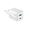 MediaRange MRMA113-2 USB-C 45W kintamos srovės patalpų įkroviklis išmaniajam telefonui ir planšetiniam kompiuteriui, baltas, įvestis 100–240 V