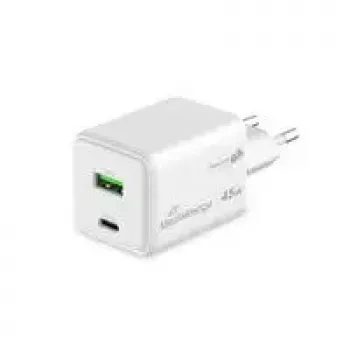 MediaRange MRMA113-2 USB-C 45W kintamos srovės patalpų įkroviklis išmaniajam telefonui ir planšetiniam kompiuteriui, baltas, įvestis 100–240 V