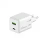 MediaRange MRMA113-2 USB-C 45W kintamos srovės patalpų įkroviklis išmaniajam telefonui ir planšetiniam kompiuteriui, baltas, įvestis 100–240 V