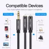 Vention 3,5 mm kištuko į 2×3,5 mm lizdą stereo skirstiklio laidas, 0,3 m, juodas, ABS