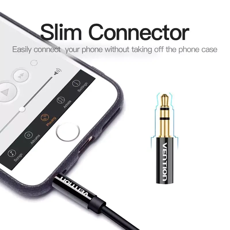 Vention 3,5 mm kištuko į 2×3,5 mm lizdą stereo skirstiklio laidas, 0,3 m, juodas, ABS