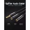 Vention 3,5 mm kištuko į 2×3,5 mm lizdą stereo skirstiklio laidas, 0,3 m, juodas, ABS