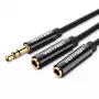 Vention 3,5 mm kištuko į 2×3,5 mm lizdą stereo skirstiklio laidas, 0,3 m, juodas, ABS