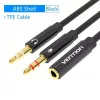 Vention garso adapterio laidas 2×3,5 mm kištukinis į 4 polių 3,5 mm lizdinę, 0,3 m, juodas