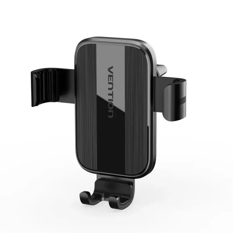 Automobilinis ventiliacijos telefono laikiklis Vention KCTB0 — pasyvus automatiškai užsispaudžiantis laikiklis, skirtas 4,7–7,2 colių telefonams, juodas, ABS/TPU, 117,6×73×84,3 mm