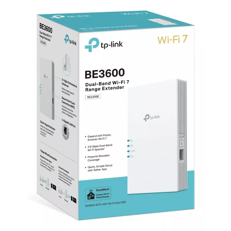 Belaidžio ryšio plėtiklis TP-Link RE220BE — dviejų juostų 2,4/5 GHz, 802.11ac, 2 išorinės antenos, 100–240 V įvestis