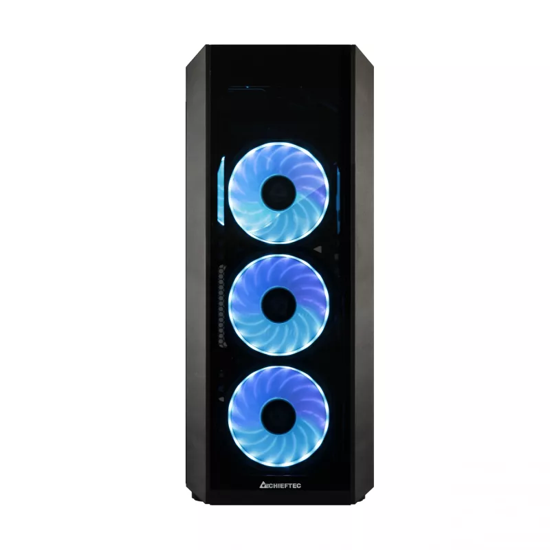 PC korpusas CHIEFTEC Scorpion 3 GL-03B-OP — Tower ATX/Micro-ATX/Mini-ITX, grūdintas stiklas, 3×120 mm priekiniai ventiliatoriai