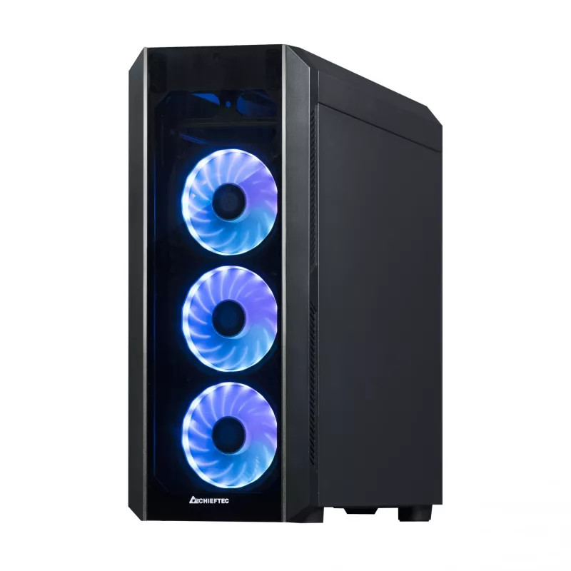 PC korpusas CHIEFTEC Scorpion 3 GL-03B-OP — Tower ATX/Micro-ATX/Mini-ITX, grūdintas stiklas, 3×120 mm priekiniai ventiliatoriai