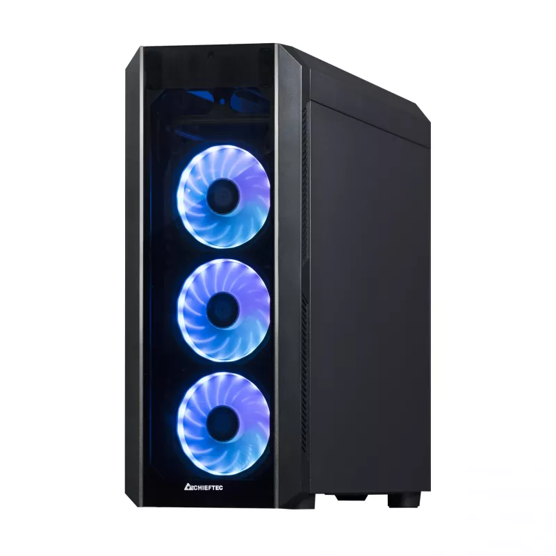 PC korpusas CHIEFTEC Scorpion 3 GL-03B-OP — Tower ATX/Micro-ATX/Mini-ITX, grūdintas stiklas, 3×120 mm priekiniai ventiliatoriai