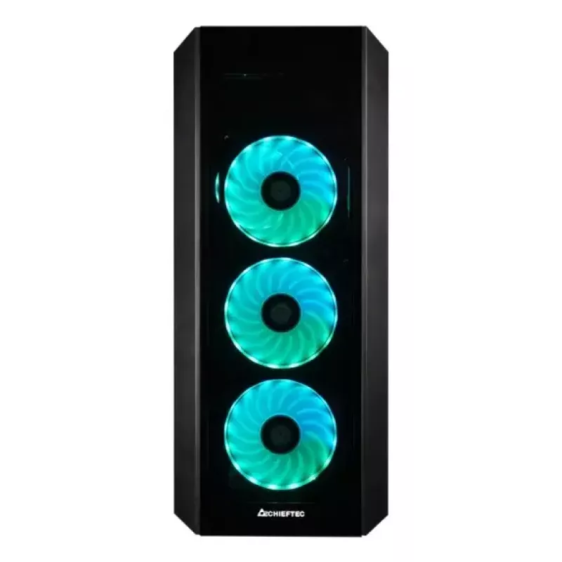 PC Midi Tower korpusas CHIEFTEC SCORPION 3 GL-03B-UC-OP — juodas, grūdintas stiklas, ATX/Micro-ATX, 3x120mm priekiniai + 1x120mm galinis ventiliatoriai
