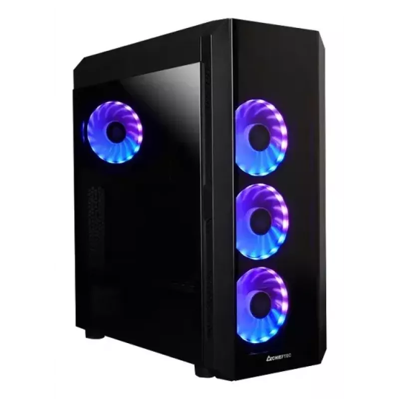 PC Midi Tower korpusas CHIEFTEC SCORPION 3 GL-03B-UC-OP — juodas, grūdintas stiklas, ATX/Micro-ATX, 3x120mm priekiniai + 1x120mm galinis ventiliatoriai