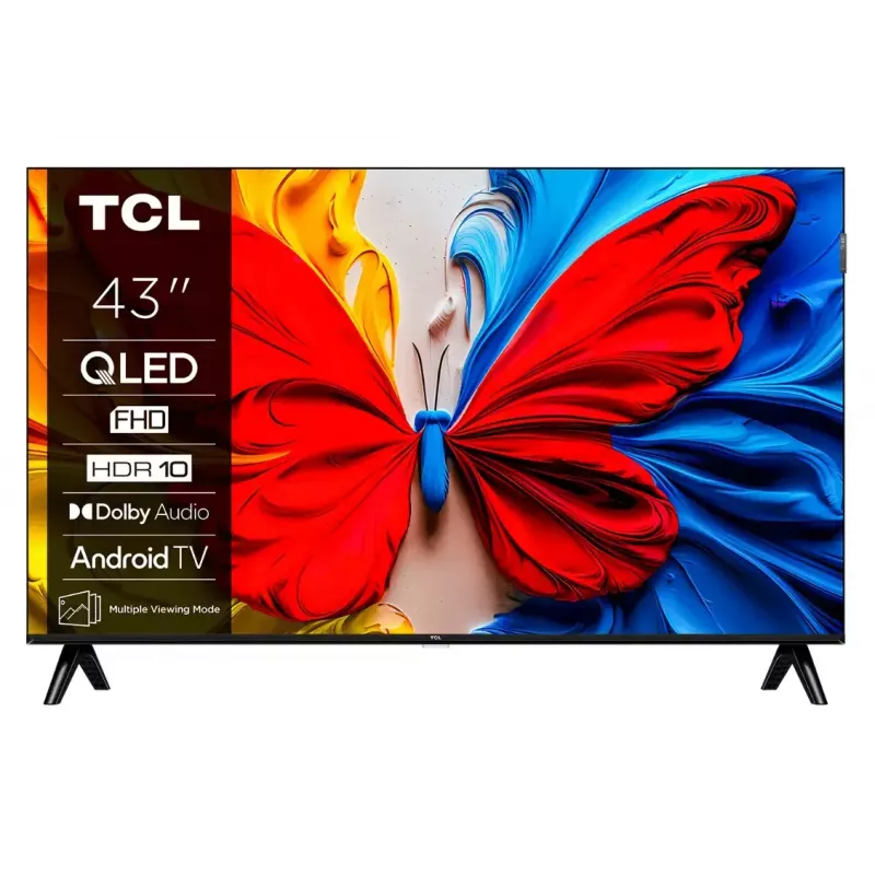 Televizorius TCL 43V5C 43 colių QLED Full HD (1920x1080) Android TV, HDR10, 2x HDMI, „Wi‑Fi“, „Bluetooth“, 20W