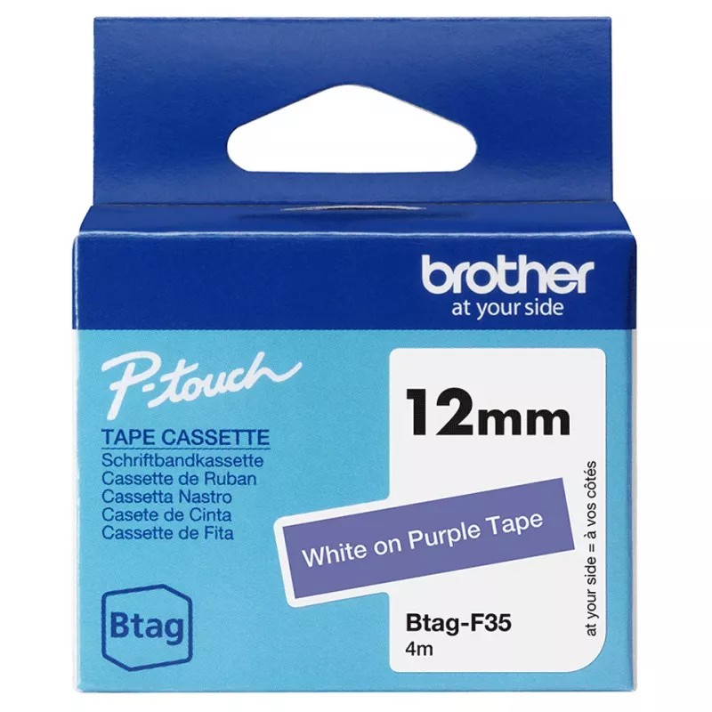 Etikečių gamybos juosta Brother BTAG-F31 juoda ant violetinės 1,2 cm 4 m