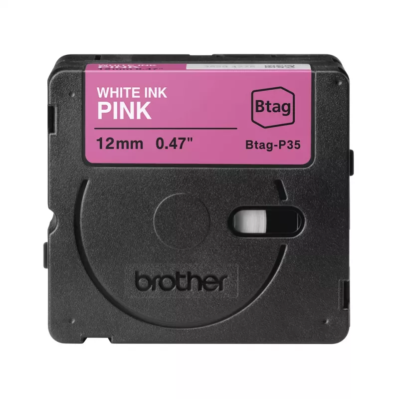 Etikečių juosta Brother BTAG-P35 Balta ant rožinės 1,2 cm 4 m