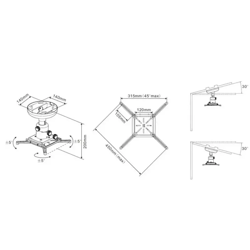 Lubinis laikiklis Multibrackets M Universal Projector 200 su tiksliu reguliavimu