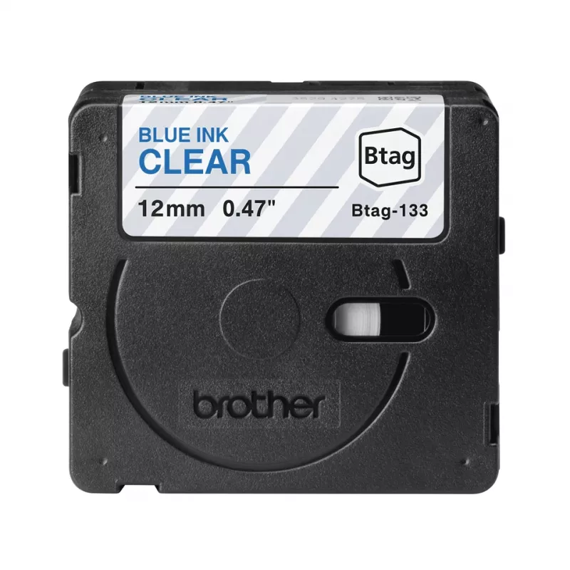 Brother BTAG-133 etikečių gamybos juosta mėlyna ant skaidrios