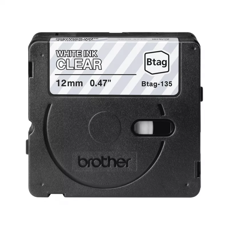 Etikečių juostelė Brother BTAG-135 Balta ant permatomos 1,2 cm 4 m