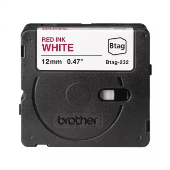 Etikečių gaminimo juosta Brother BTAG-232 raudona ant baltos 1.2 cm 4 m