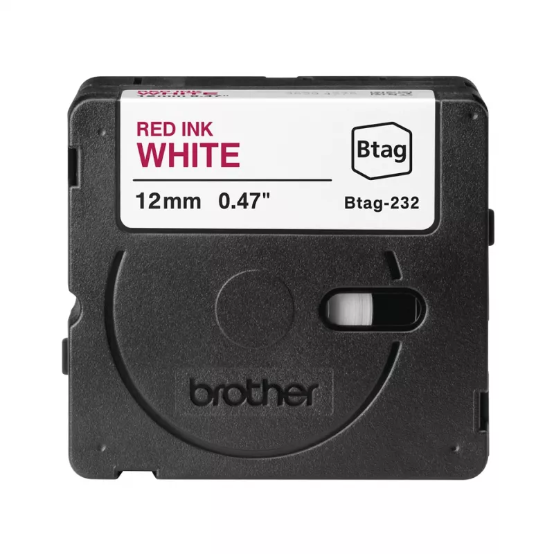 Etikečių gaminimo juosta Brother BTAG-232 raudona ant baltos 1.2 cm 4 m
