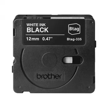 Etikečių gamybos juosta Brother BTAG-335 Balta ant juodo 1,2 cm 4 m