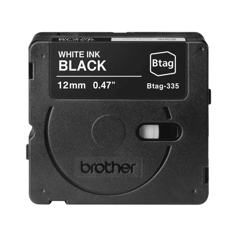 Etikečių gamybos juosta Brother BTAG-335 Balta ant juodo 1,2 cm 4 m
