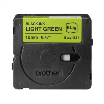 Brother BTAG-G31 etikečių gamybos juosta Juoda ant žalios 1,2 cm 4 m