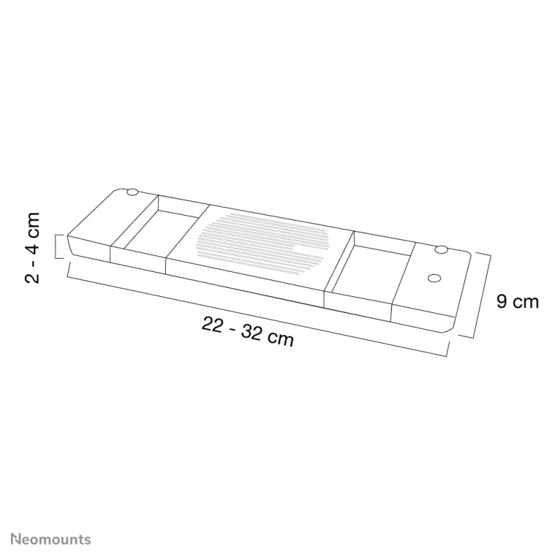 Neomounts NSLC200 Nešiojamojo kompiuterio aušintuvas 10-22 col. - universalus, juodas, plastikinis, 10 kg, 55,9 cm (22 col.), 25,4 cm (10 col.), 0 - 10°