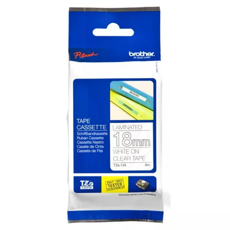 Etikečių juostelė Brother TZe145 18 mm balta ant skaidrios