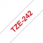 Laminuota juosta Brother TZe242 18mm raudona ant balto