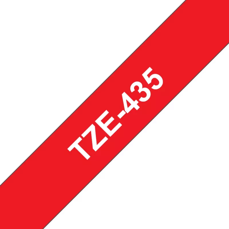 Brother TZE-435 juostelė etikečių gamybai Balta ant raudonos