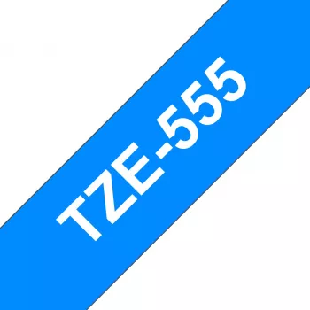 Laminuota juosta Brother TZe555 24 mm, balta ant mėlyno