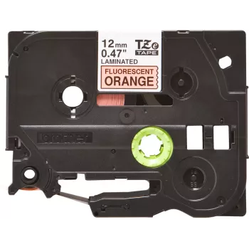 Etikečių juosta Brother TZe TZEB31 12 mm juoda ant fluorescencinės oranžinės