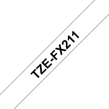Laminuota juosta Brother TZEFX211 juodas ant balto 6 mm