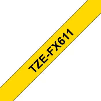 Brother TZE-FX611 etikečių gamybos juostelė, juoda ant geltono