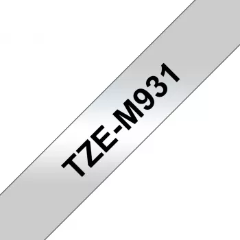 Brother TZE-M931 etikečių gamybos juostelė, juoda ant sidabrinės