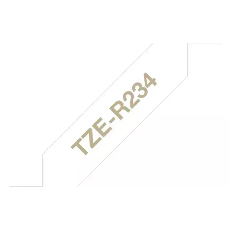 „Brother TZE-R234“ juosta etikečių gamybai, auksinė ant baltos