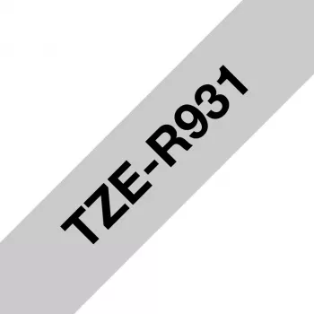 Brother TZE-R931 etikečių gamybos juosta juoda ant sidabro