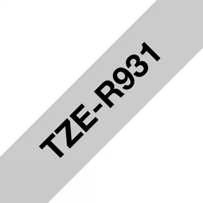 Brother TZE-R931 etikečių gamybos juosta juoda ant sidabro