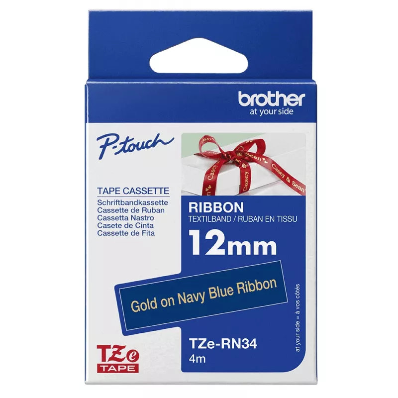 Brother TZE-RN34 juostelė etiketėms Gold on navy