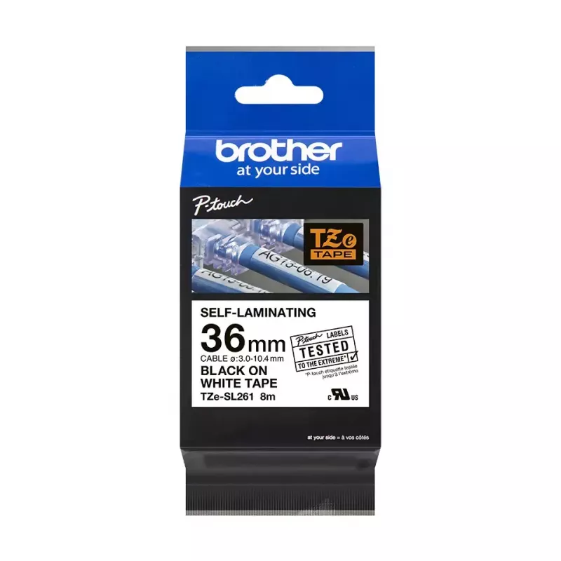 Brother TZE-SL261 lipdukų gamybos juosta, juoda ant balto