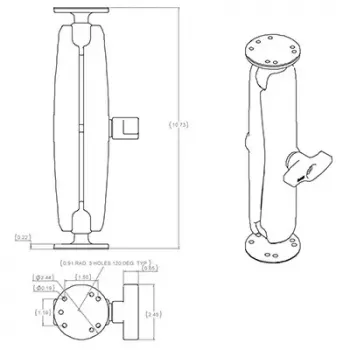 Dvigubas rutulinis laikiklis su dviem apvaliomis plokštėmis RAM Mounts RAM-101U-D